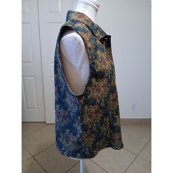 Vintage Westbound Green Floral Print Sleeveless Blazer Size Large RN‎ 58909 - Picture 2 of 11